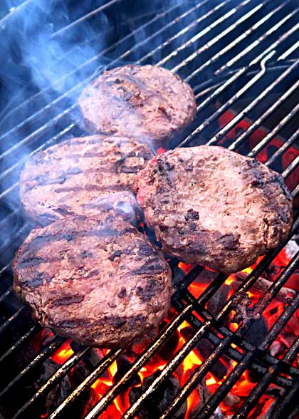 Beef Burgers on the grill
